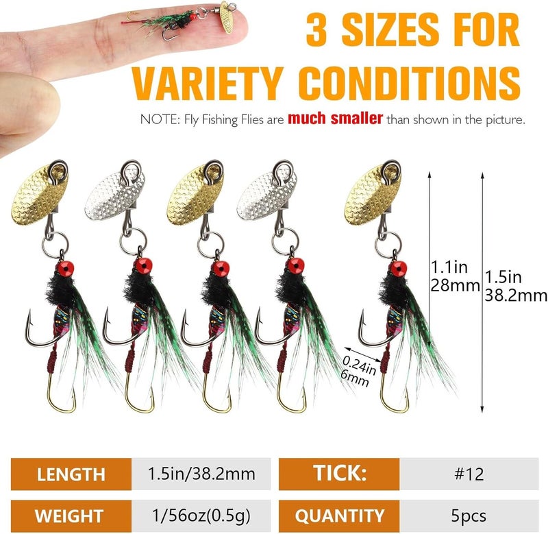 Dovesun Fly Fishing Lures Fly Fishing Flies Wet Fishing Flies Fishing Lures Fishing Spinner for Bass Sunfish Pike Trout 5PCS/10PCS - Image 5